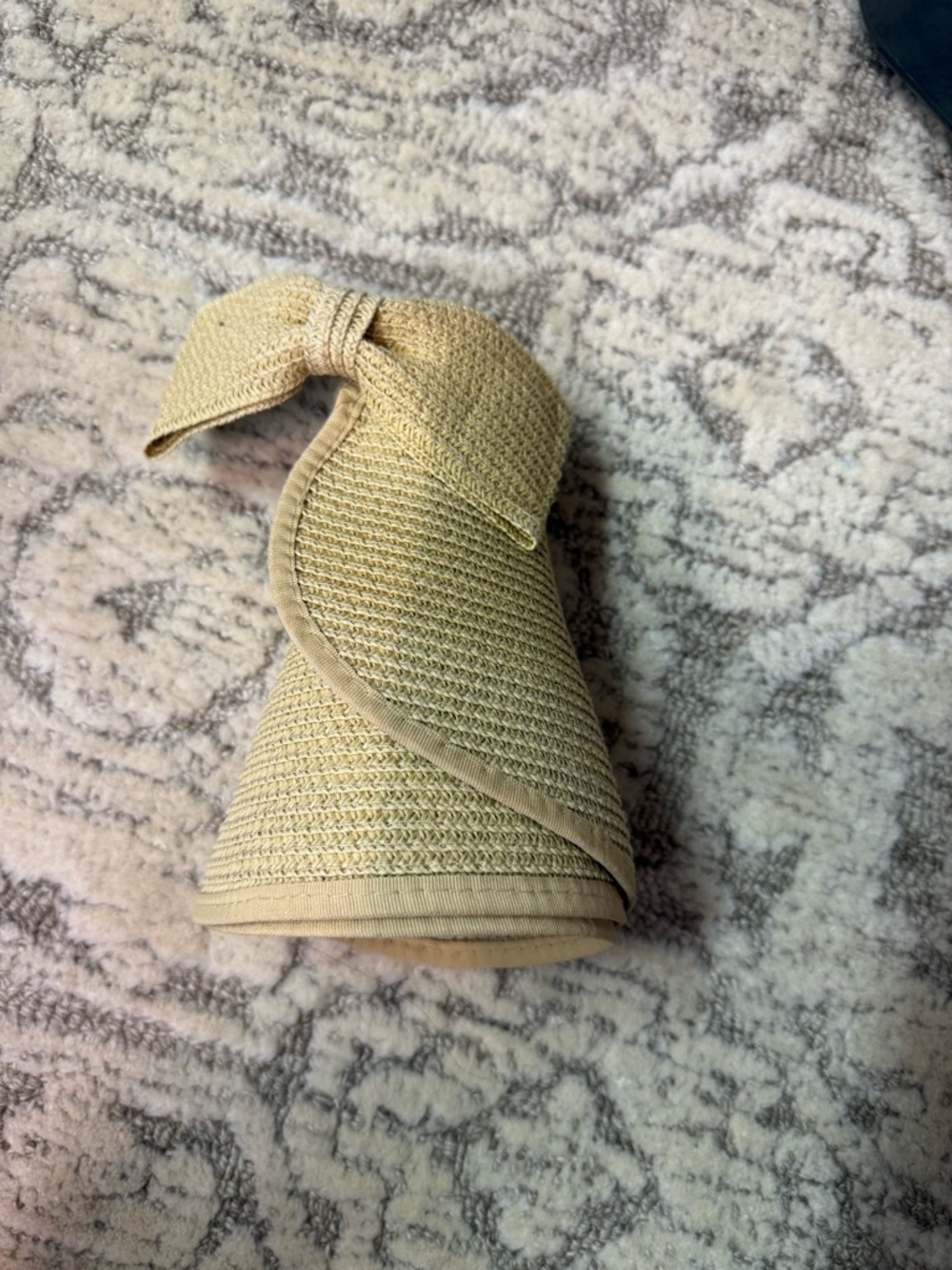 Woven Sun Visor Hat in Beige